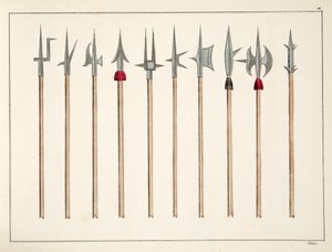 ランス、スピア、ハルバード、パルチザンは、「騎士道の発展と習慣の歴史」、フランツコッテンカンプ博士によるカールホフマン発行、1842年のプレートです。